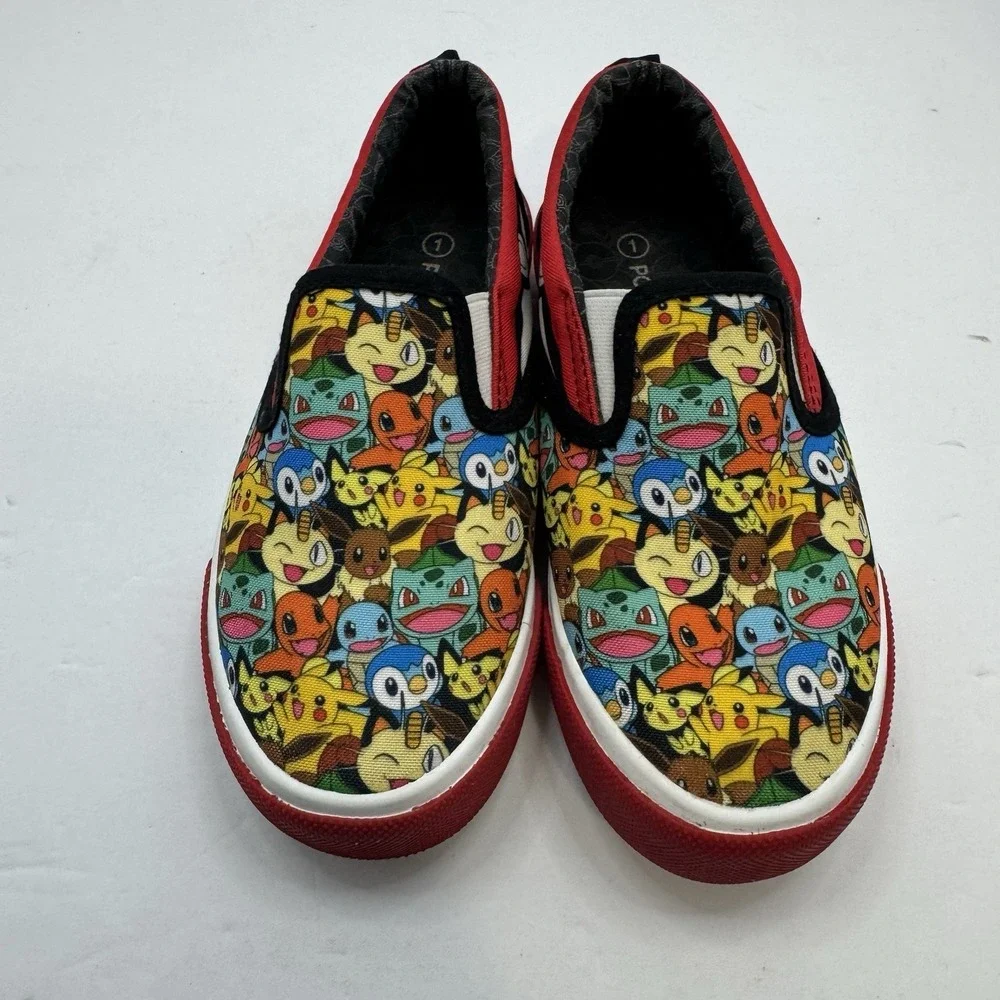 Pokemon PIKACHU Slip-On Canvas Ground Up Sneaker Shoes‎ Unisex Youth Size 1